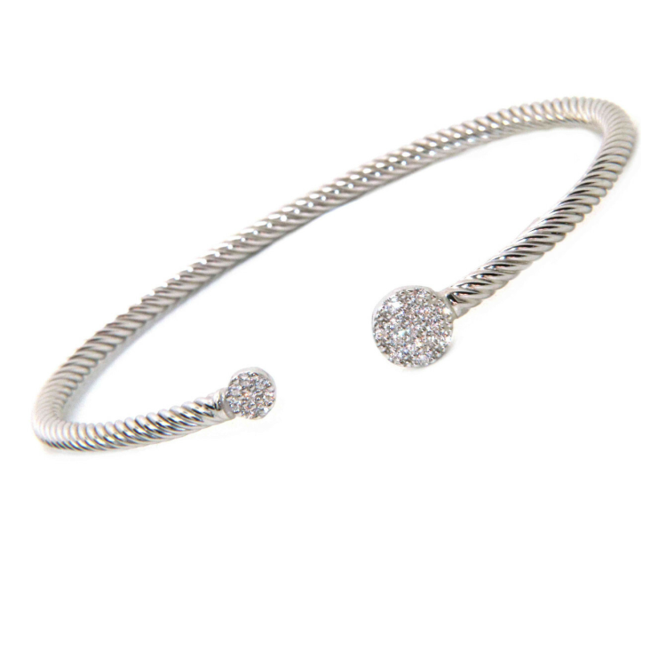 NSA|NALBORI Cable open rigid cable bracelet with zircon disc