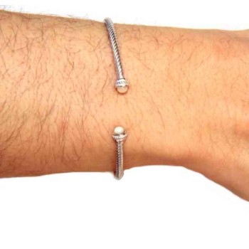 NSA|NALBORI Cable rigid cable bracelet open with mother of pearl