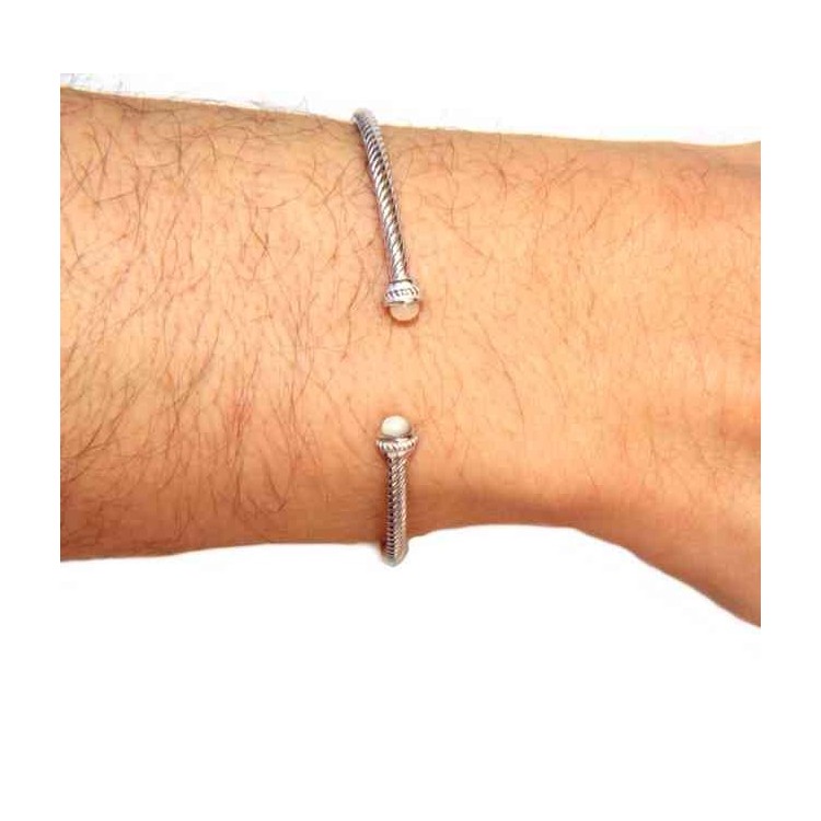 NSA|NALBORI Cable rigid cable bracelet open with mother of pearl