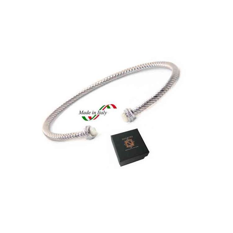 NSA|NALBORI Cable rigid cable bracelet open with mother of pearl