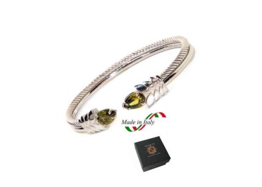 NSA|NALBORI Cable rigid cable bracelet open with green peridot zircon