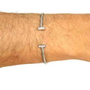 NSA|NALBORI Cable open rigid cable bracelet with cubic zirconia bars