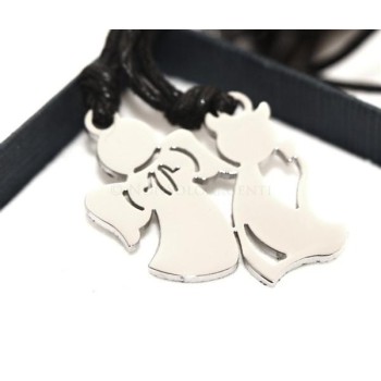 NSA|pair of steel angel and devil necklaces