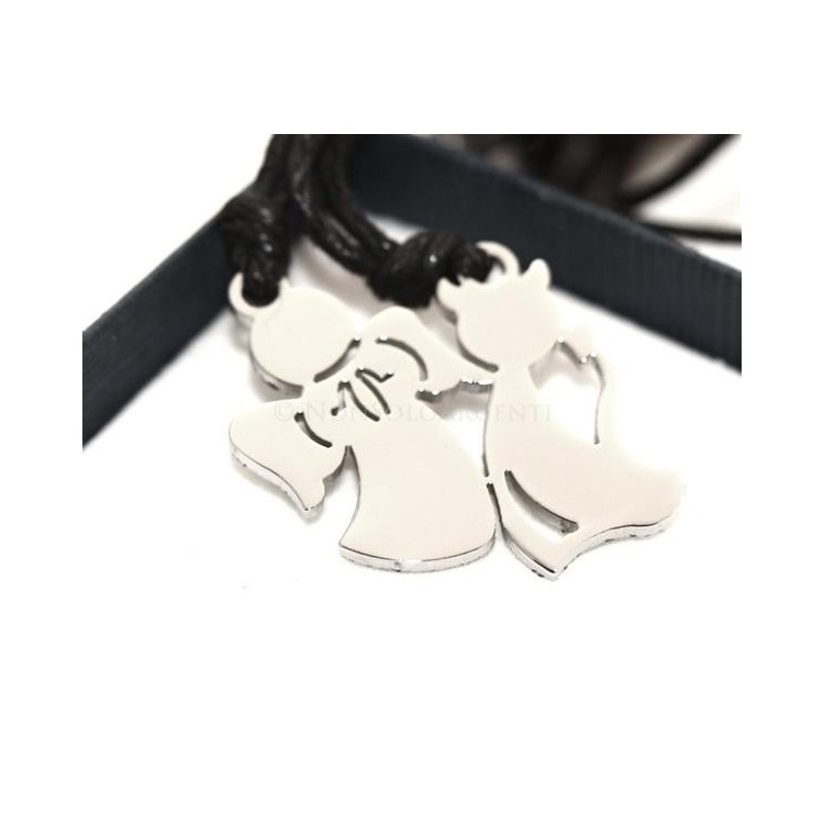 NSA|pair of steel angel and devil necklaces