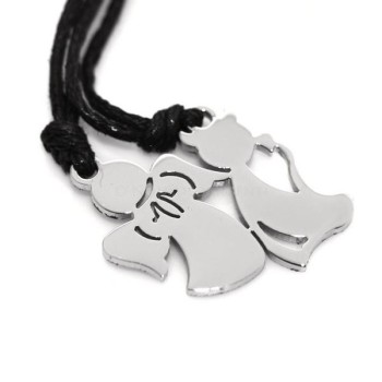 NSA|pair of steel angel and devil necklaces