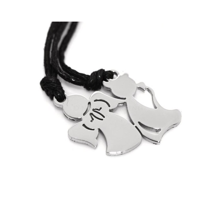 NSA|pair of steel angel and devil necklaces