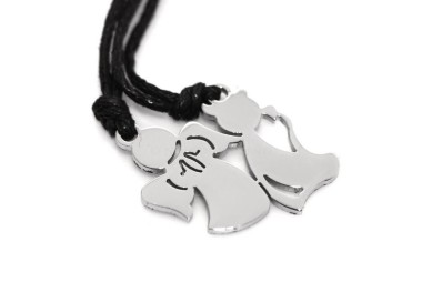 NSA|pair of steel angel and devil necklaces