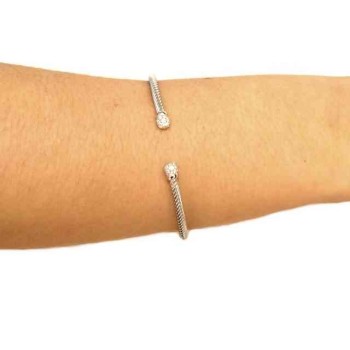 NSA|NALBORI Cable open rigid cable bracelet with cubic zirconia balls