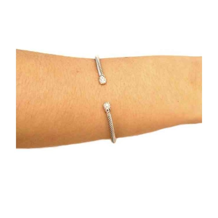 NSA|NALBORI Cable open rigid cable bracelet with cubic zirconia balls