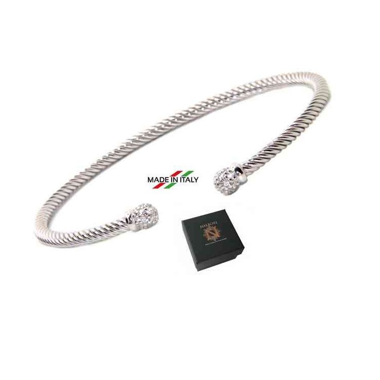 NSA|NALBORI Cable open rigid cable bracelet with cubic zirconia balls