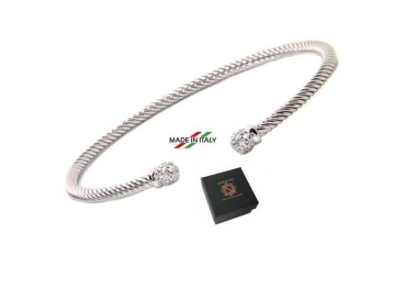 NSA|NALBORI Cable open rigid cable bracelet with cubic zirconia balls