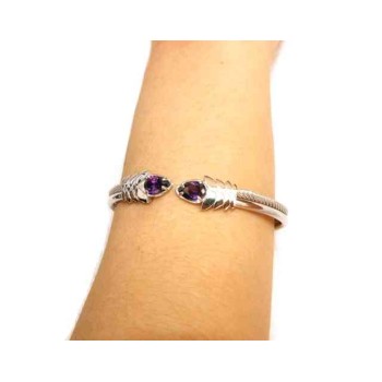 NSA|NALBORI Cable rigid cable bracelet open with purple amethist zircon
