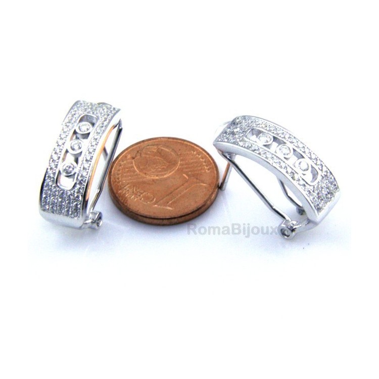 NSA|925 sterling silver earrings with omega binary central locking with 3 zircons from 1 mm