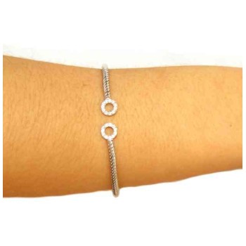 NSA|NALBORI Cable open rigid cable bracelet with cubic zirconia rings