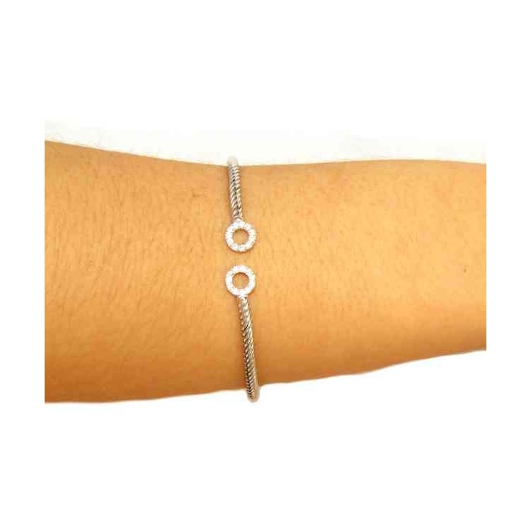 NSA|NALBORI Cable open rigid cable bracelet with cubic zirconia rings