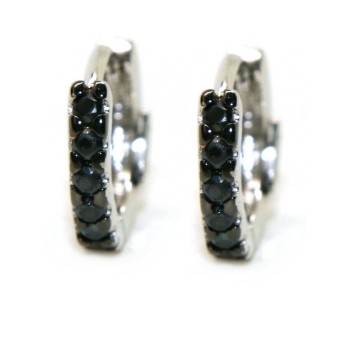 NSA|silver 925 : earrings woman man small hoop 12.5 mm zirconia blacks