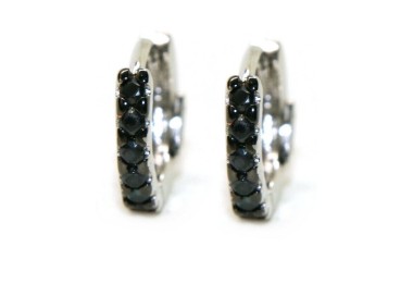 NSA|NALBORI orecchini cerchi piccoli 12,5 mm argento 925 e zirconi neri