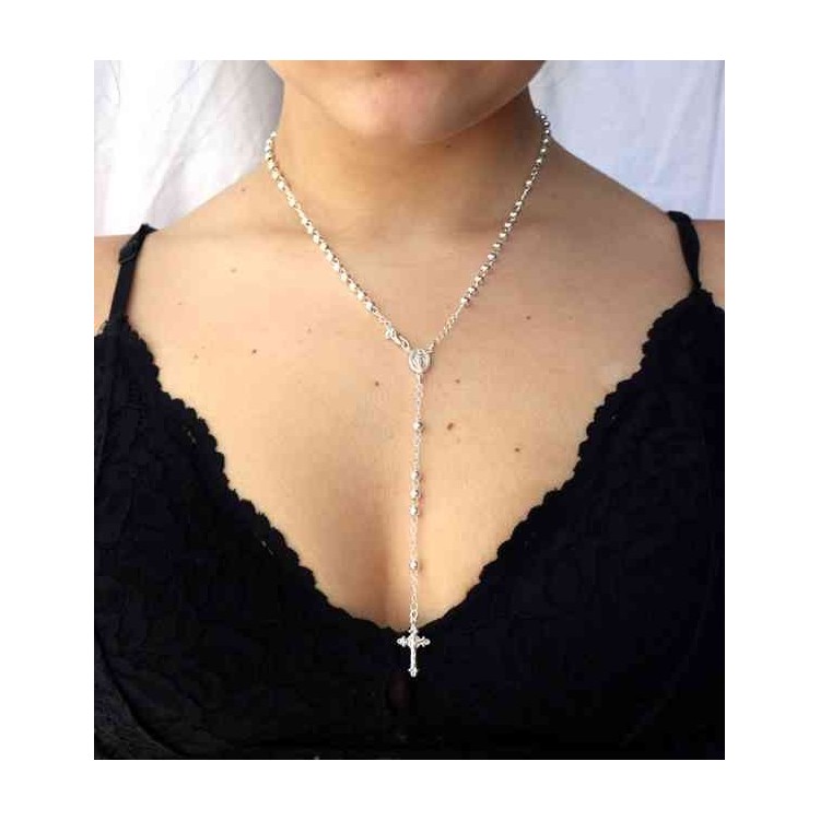 NSA|NALBORI Rosary necklace in 925 sterling silver with balls 4 mm 45 cm
