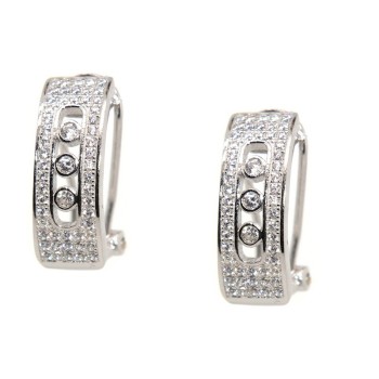 NSA|925 silver semicircle omega earrings with zircons for women