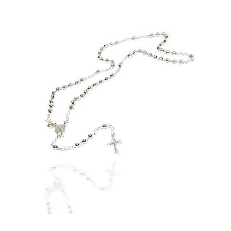 NSA|NALBORI Collana Rosario Argento 925 a Y palline 4 mm 45 cm