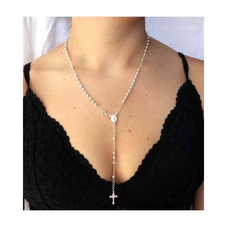 NSA|NALBORI Rosary necklace in 925 sterling silver with balls 4 mm 50 cm