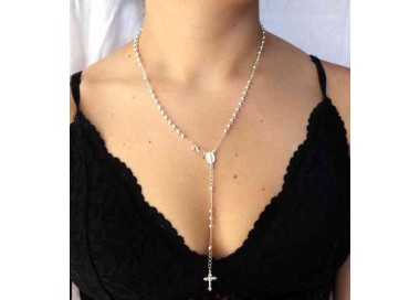 NSA|NALBORI Rosary necklace in 925 sterling silver with balls 4 mm 50 cm