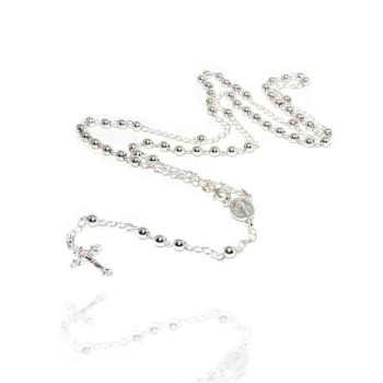 NSA|NALBORI Collana Rosario Argento 925 a Y palline 4 mm 60 cm