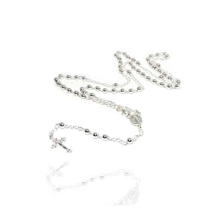 NSA|NALBORI Collana Rosario Argento 925 a Y palline 4 mm 60 cm