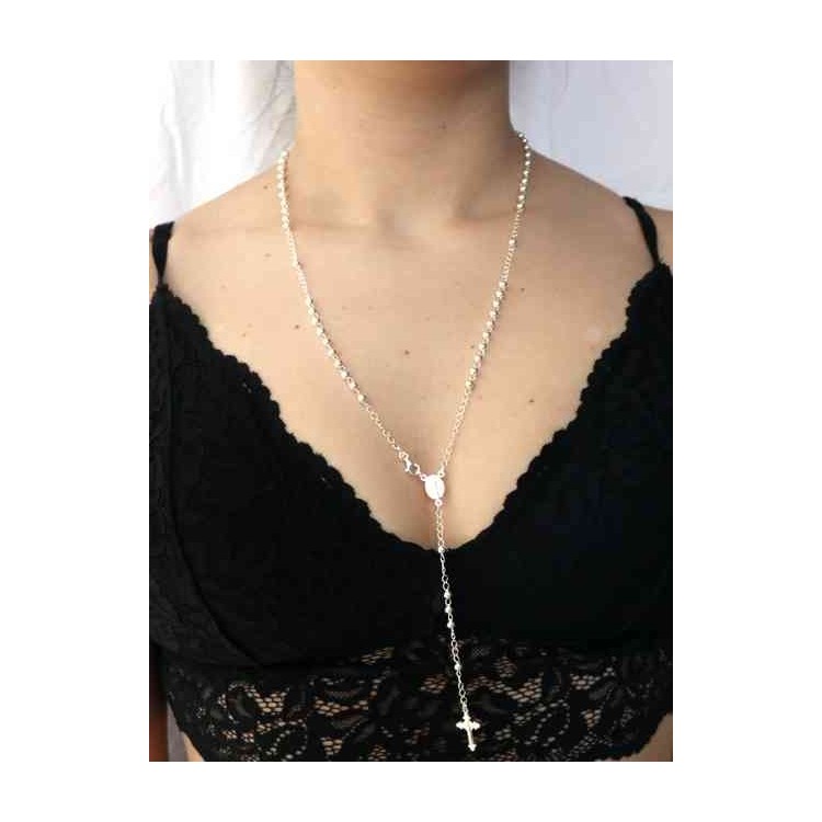 NSA|NALBORI Rosary necklace in 925 sterling silver with balls 4 mm 60 cm