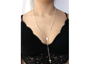 NSA|NALBORI Collana Rosario Argento 925 a Y palline 4 mm 60 cm