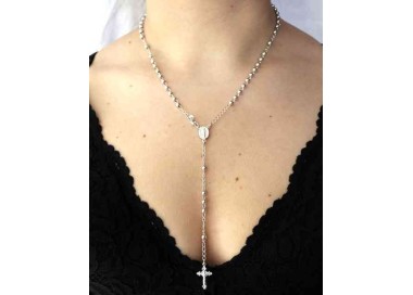 NSA|NALBORI Rosary necklace in 925 silver with rhodium-plated balls 4 mm 45 cm