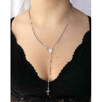 NSA|NALBORI Rosary necklace in 925 silver with rhodium-plated balls 4 mm 50 cm