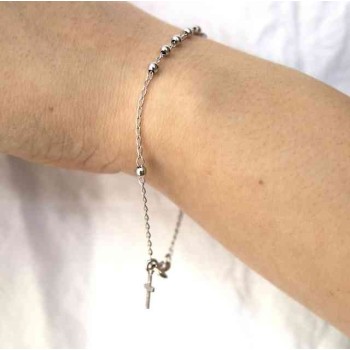 NSA|NALBORI 925 silver rosary bracelet 3 mm balls simple 18.00 cm