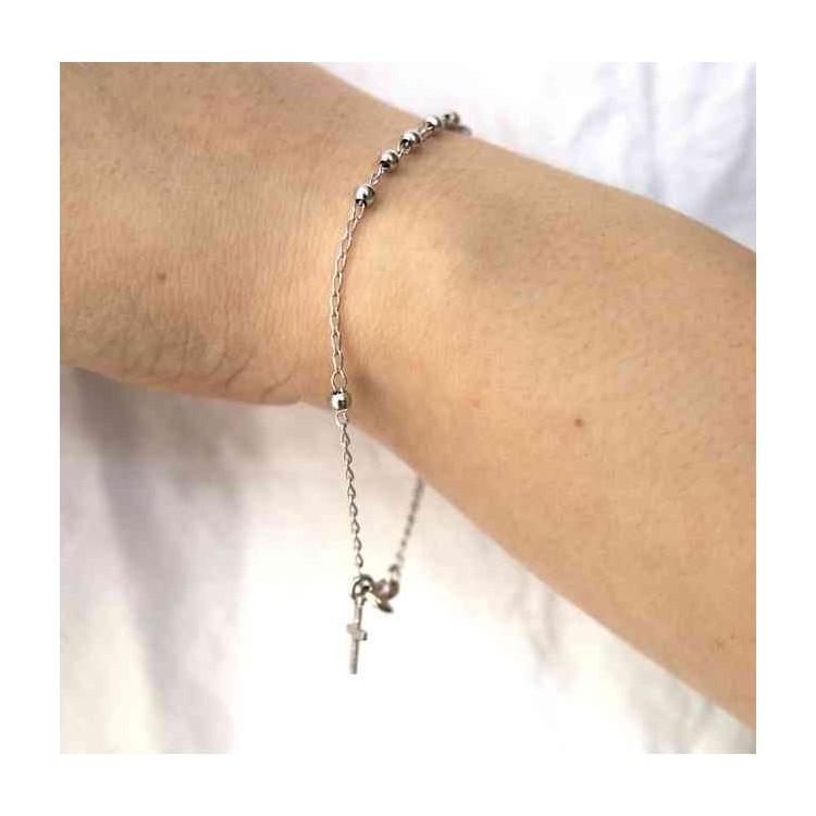 NSA|NALBORI Bracciale rosario Argento 925 palline 3 mm cm 18,00