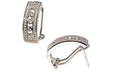 NSA|orecchini argento 925 semicerchi omega con zirconi per donna