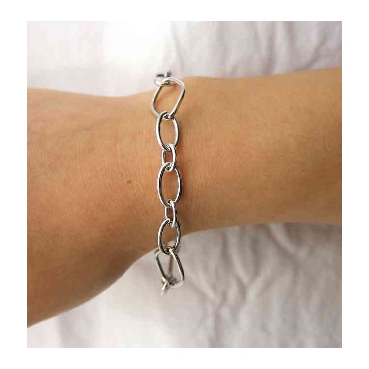NSA|Woman bracelet in 925 silver oval and rhombus wrist 16.5 cm