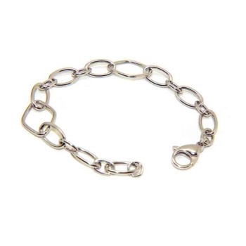 NSA|NALBORI Bracciale donna in Argento 925 ovali e rombi polso 16,5 cm