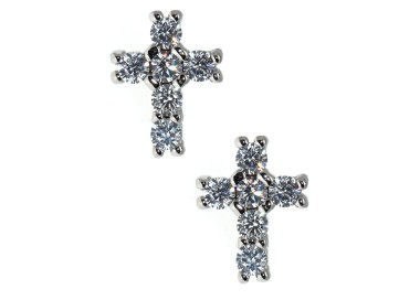 NSA|925 silver cross earrings with cubic zirconia stones white 10x8