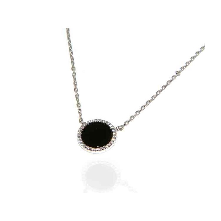 NonSoloArgenti|collana argento 925 onice nero tondo 12,5 mm collier donna marca NALBORI