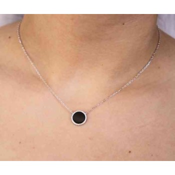 NonSoloArgenti|collana argento 925 onice nero tondo 12,5 mm collier donna marca NALBORI