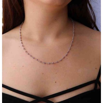 NSA|Collana argento 925 cristallo viola malva 50 cm mauve marsigliesi marca NALBORI