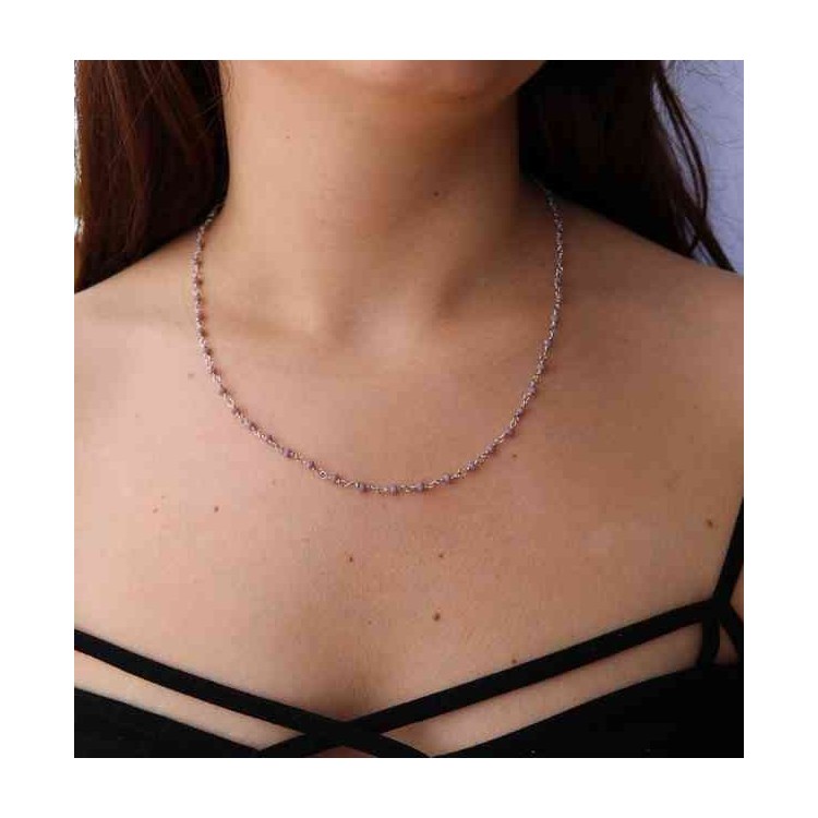 NSA|Collana argento 925 cristallo viola malva 50 cm mauve marsigliesi marca NALBORI