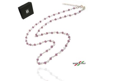 NSA|Collana argento 925 cristallo viola malva 50 cm mauve marsigliesi marca NALBORI