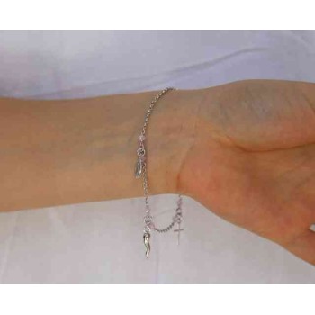 NSA|NALBORI Rosary bracelet in 925 sterling silver Madonna cross with cross - pink