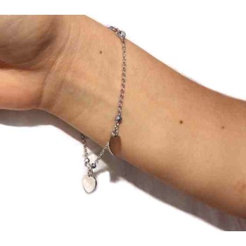 NSA|NALBORI Bracciale donna argento 925 con ciondoli cuore e cristallo ematite