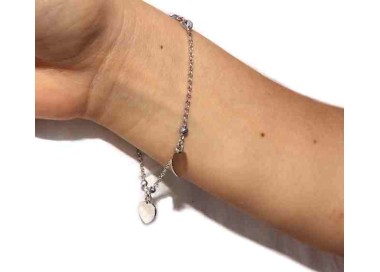 NSA|925 silver women's bracelet with heart pendants, hematite crystal