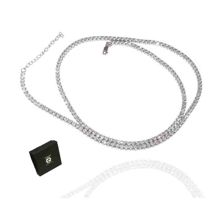 NSA|RomaBijoux | 925 silver tennis necklace 60 + 5 cm long - 3 mm zk stones