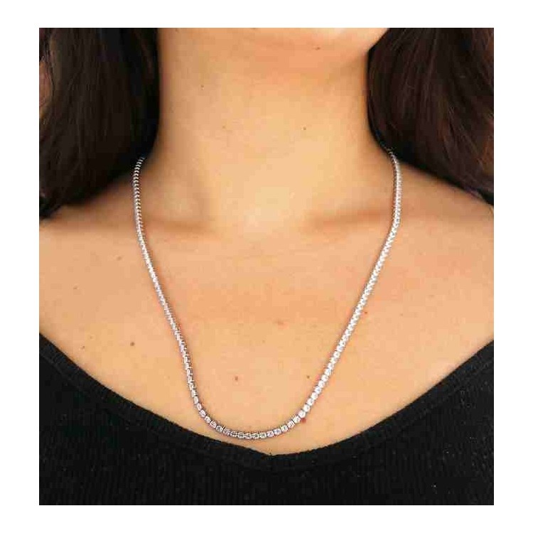 NSA|RomaBijoux | 925 silver tennis necklace 60 + 5 cm long - 3 mm zk stones