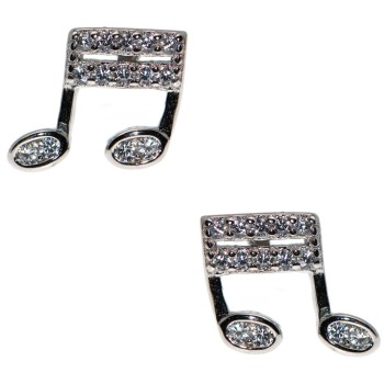 NSA|Earrings in 925 silver musical notes with white zircons