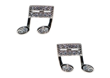 NSA|Earrings in 925 silver musical notes with white zircons